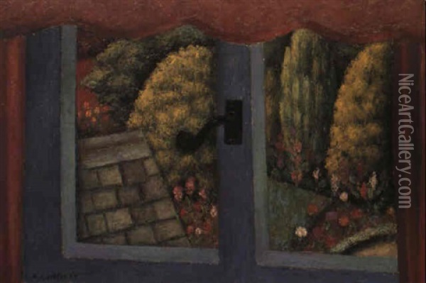View From A Bedroom Window Oil Painting - Mark Gertler