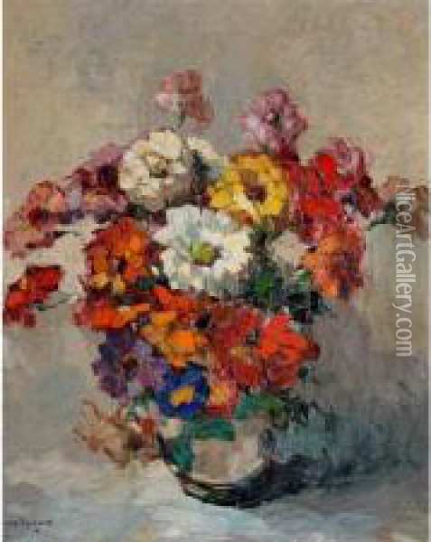 Bouquet D Anemones Oil Painting - Louis Pastour