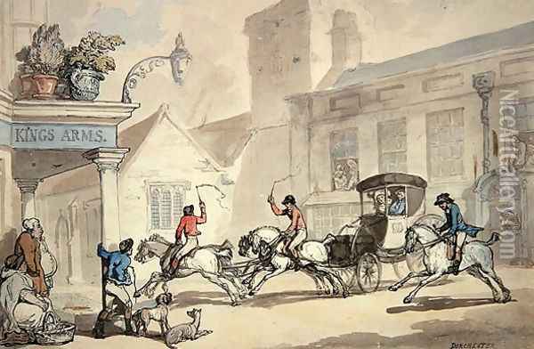 The Kings Arms, Dorchester Oil Painting - Thomas Rowlandson