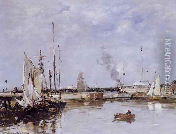 The Lock at Trouville Oil Painting - Eugene Boudin