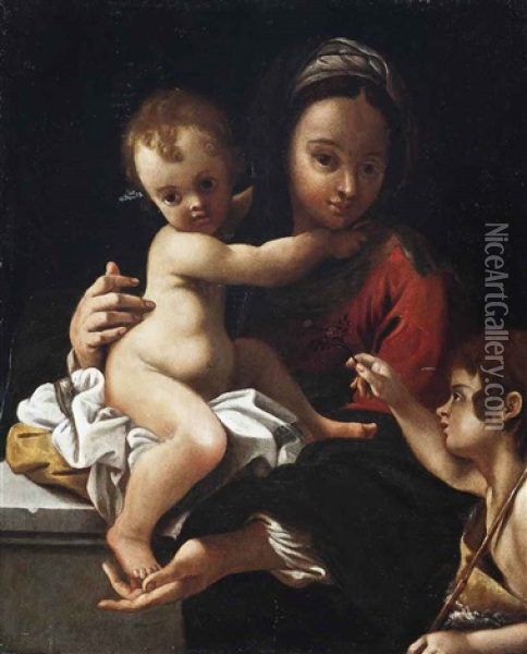 The Madonna And Child With The Infant Saint John The Baptist Oil Painting - Bartolomeo Schedoni