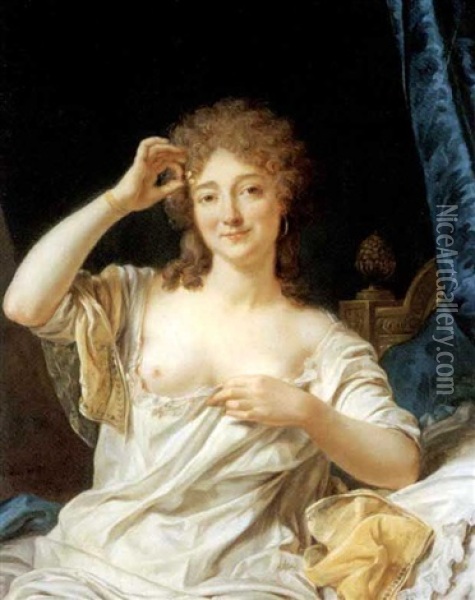 Portrait D'une Femme Assise Oil Painting - Jean Francois Gilles Colson