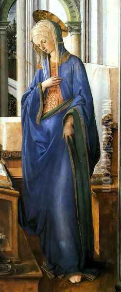 Annunciation (detail) 2 Oil Painting - Filippino Lippi