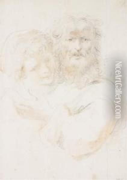 Un Vieillard Barbu Avec Une Jeune Femme Oil Painting - Guiseppe Piattoli