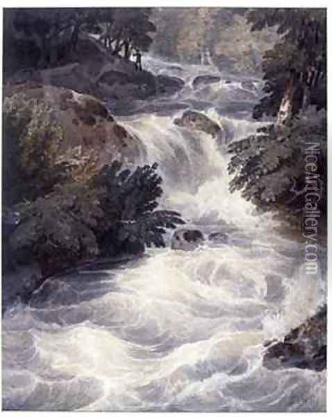 Waterfall at Ambleside seen through a window Oil Painting - William Havell