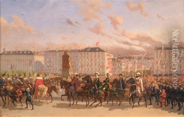 Fete De L'escalade A Geneve Oil Painting - Auguste (Viande) Doviane