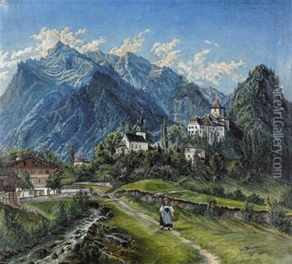 Ansicht Von Schloss Wimmis Oil Painting - Hans Blum