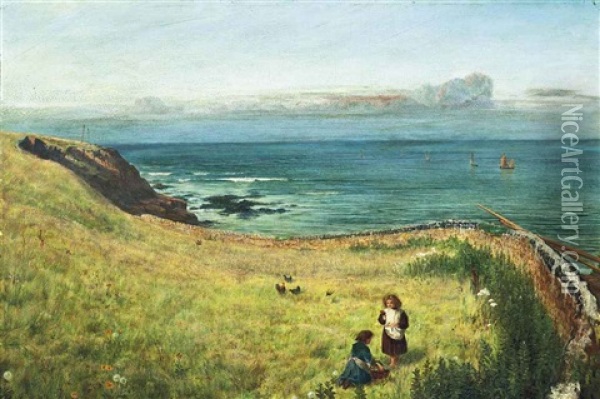 The Meadow By The Sea Oil Painting - Charles Napier Hemy