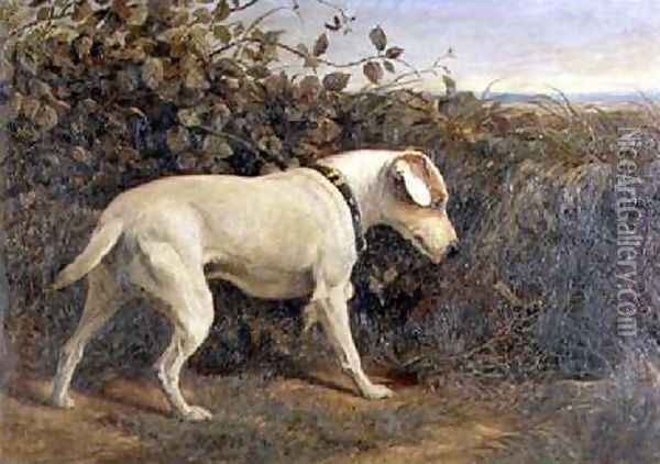 Terrier in a Landscape Oil Painting - William Elsob Marshall