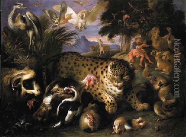 Orpheus Charming The Animals Oil Painting - Francesco Castiglione