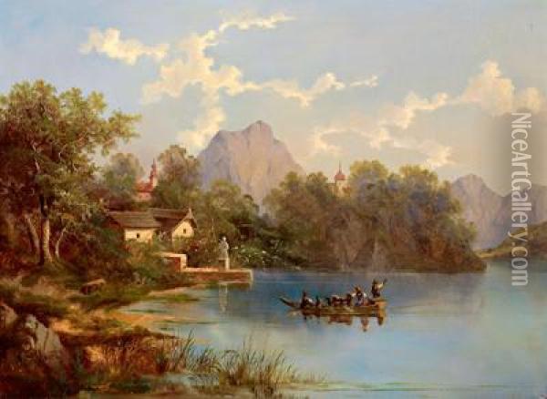 Am Traunsee Oil Painting - August Lang