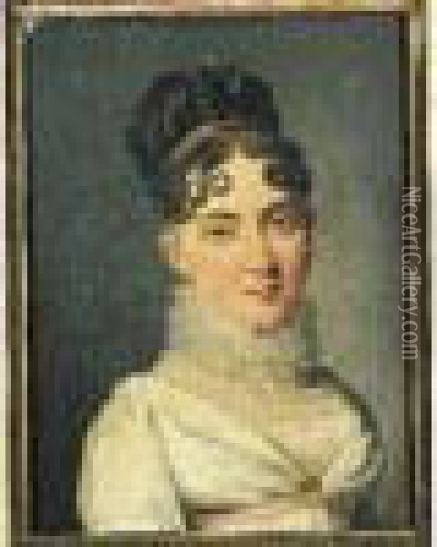 Portrait De Jeune Femme A La Collerette De Dentelle. Sur Sa Toile D'origine Oil Painting - Louis Leopold Boilly