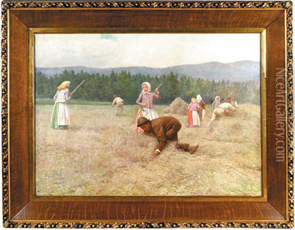 Sianokosy Oil Painting - Ryszard Okninksi