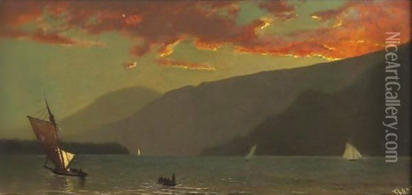 Sunset On The Hudson Oil Painting - Henry Wolcott Boss
