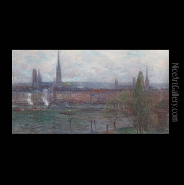 A View Of Rouen Oil Painting - Jean Eugene Clary