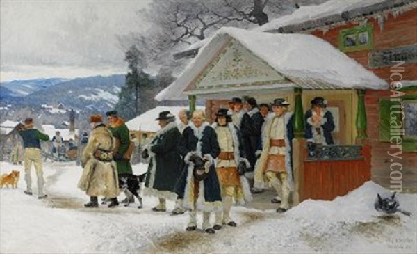 Tingsavslutning - Orsa Socken, Dalarna Oil Painting - Olof Arborelius