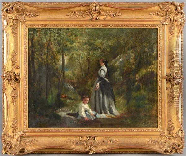 Mere Et Son Enfant Dans Un Enfant Oil Painting - Augustin Pierre Bienvenue Chenu