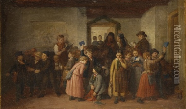 Die Schulpause Oil Painting - Ludwig Neustatter