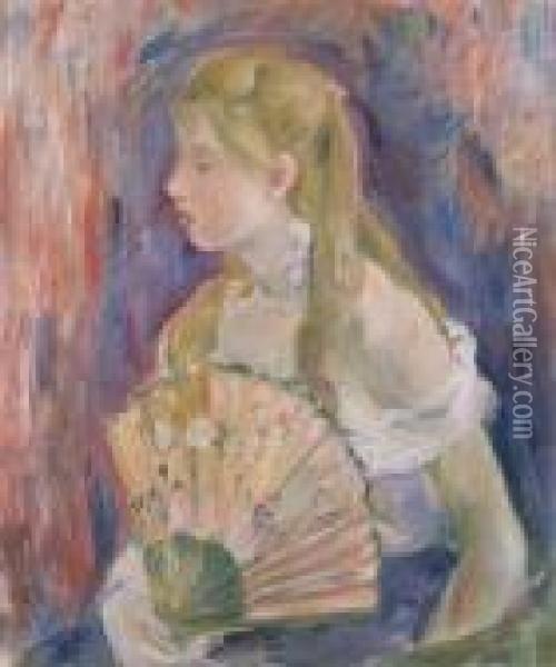 Jeune Fille A L'eventail Oil Painting - Berthe Morisot
