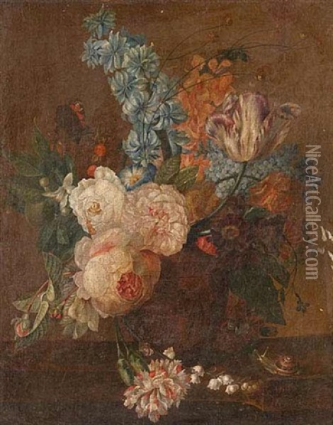A Bouquet In A Vase Oil Painting - Wybrand Hendriks
