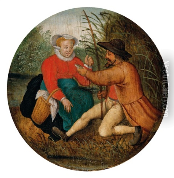 Das Paar Beim Angeln Oil Painting - Pieter Brueghel the Younger