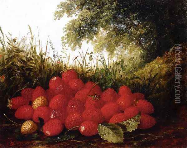 Strawberries in a Landscape Oil Painting - Paul Lacroix