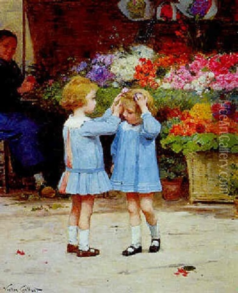 Les Petites Coquettes Oil Painting - Victor Gabriel Gilbert