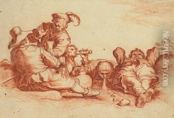 Drinking Peasants Oil Painting - Abraham Bloemaert