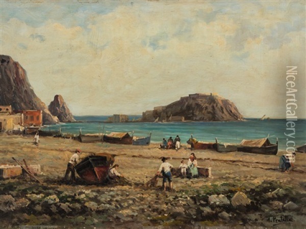 Coastal View Oil Painting - Attilio Pratella