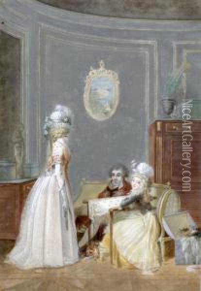 Cenas De Interior Francesas Com Figuras Oil Painting - Jean-Baptiste Mallet