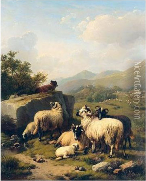 The Guardian Of The Flock Oil Painting - Eugene Joseph Verboeckhoven