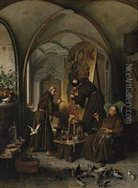 The Painting Friars Oil Painting - Albert Conrad