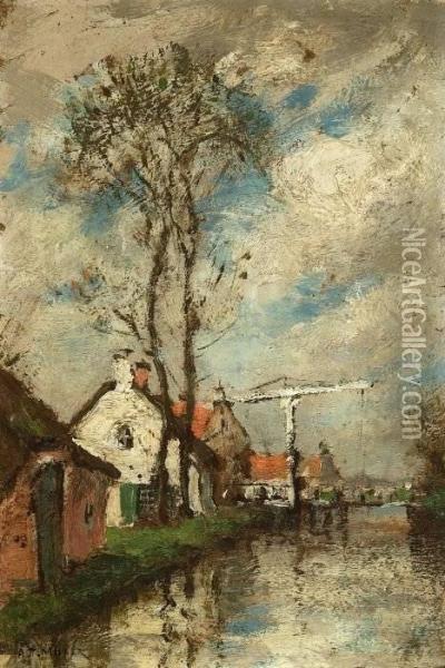 Houses By The Canal Oil Painting - Addison Thomas Millar