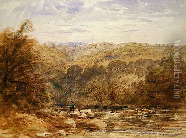 A Derbyshire River 1845 Oil Painting - David Cox