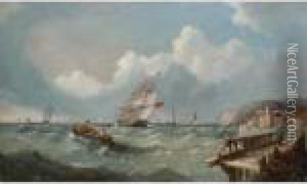 Shipping Leaving Harbour Oil Painting - John James Wilson