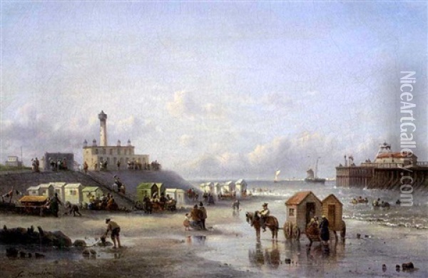 Badestrand Bei Boulogne Oil Painting - Francois-Etienne Musin