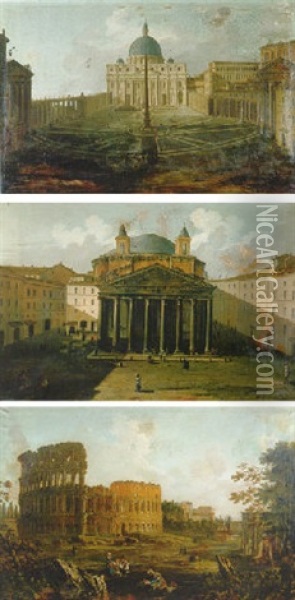 La Basilica De San Pedro, Roma Oil Painting - Paolo Anesi