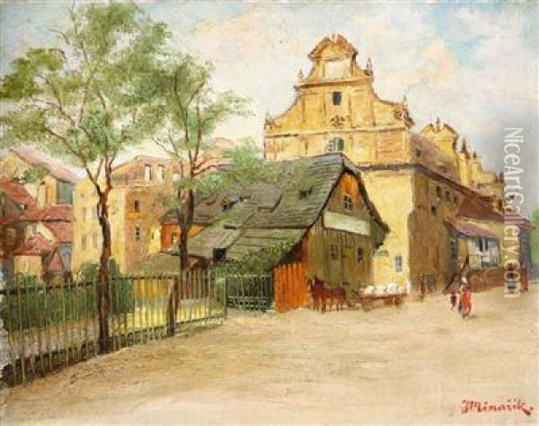 Szene Aus Dem Alten Prag Oil Painting - Jan Minarik