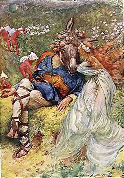 Titania and Bottom in A Midsummer's Night Dream from 'Children's Stories from Shakespeare' Oil Painting - John Henry Frederick Bacon
