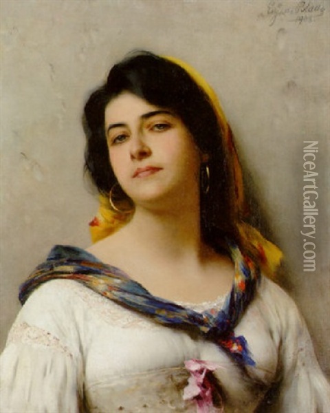 A Young Beauty Oil Painting - Eugen von Blaas