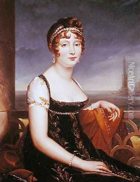 Portrait of Caroline Bonaparte 1782-1839 Queen of Naples Oil Painting - Robert-Jacques-Francois-Faust Lefevre