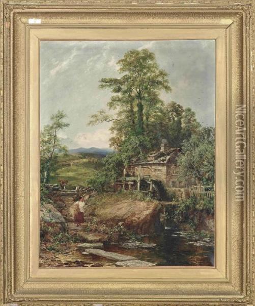 At The Watermill Oil Painting - Joseph Paul Pettitt