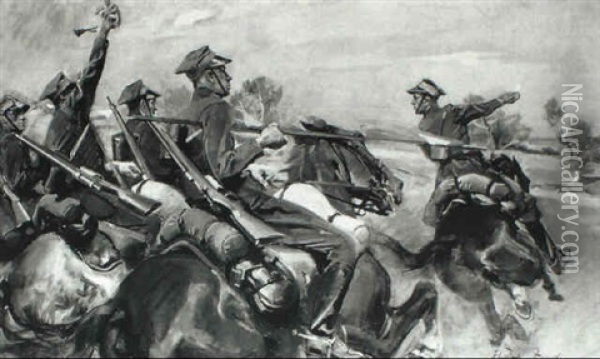 Polish Cavalrymen Oil Painting - Woiciech (Aldabert) Ritter von Kossak