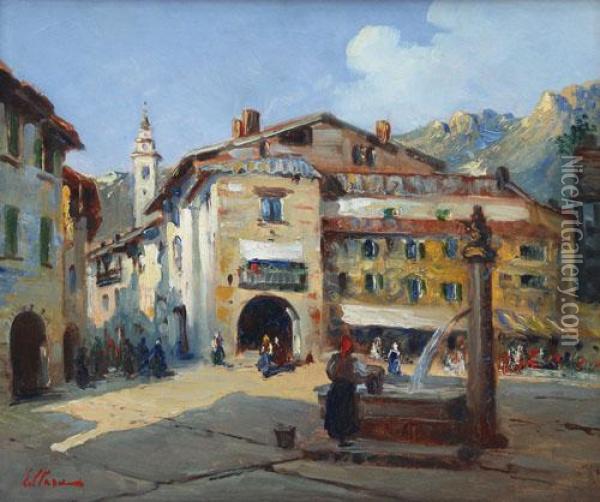 La Fontana Del Paese Oil Painting - Ermanno Clara