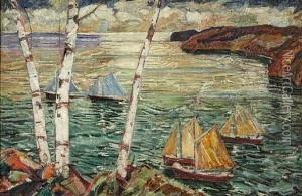 Sailing The Bay Oil Painting - Elliot Bouton Torrey