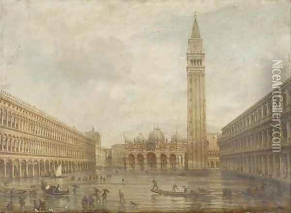 Floods at the Piazza San Marco, Venice Oil Painting - Giovanni Grubacs