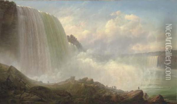 View Of Niagara Falls Oil Painting - Ferdinand Reichardt