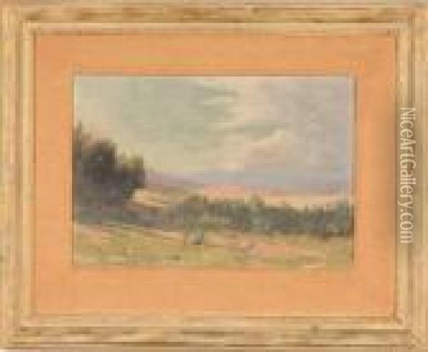 Sunset Landscape Oil Painting - Elmer Wachtel