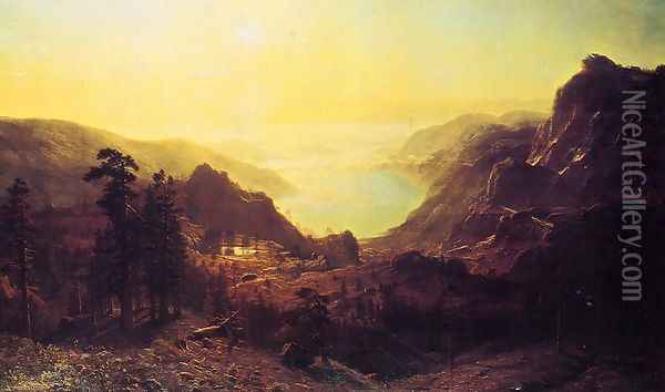 View of Donner Lake, California Oil Painting - Albert Bierstadt
