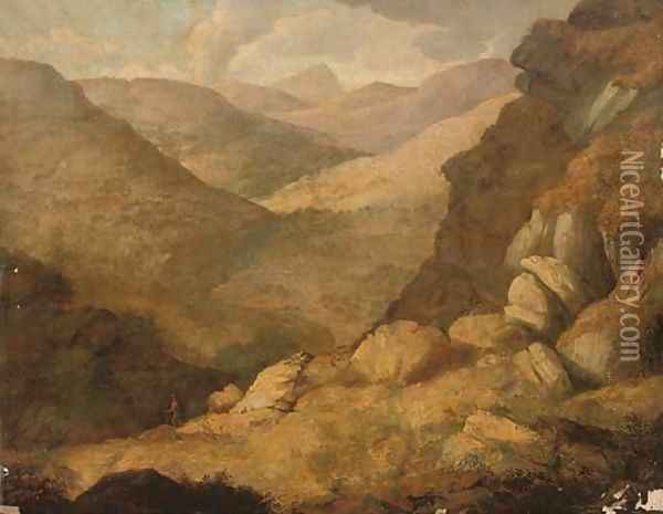 Figure in a Highland landscapecape Oil Painting - Landseer, Sir Edwin